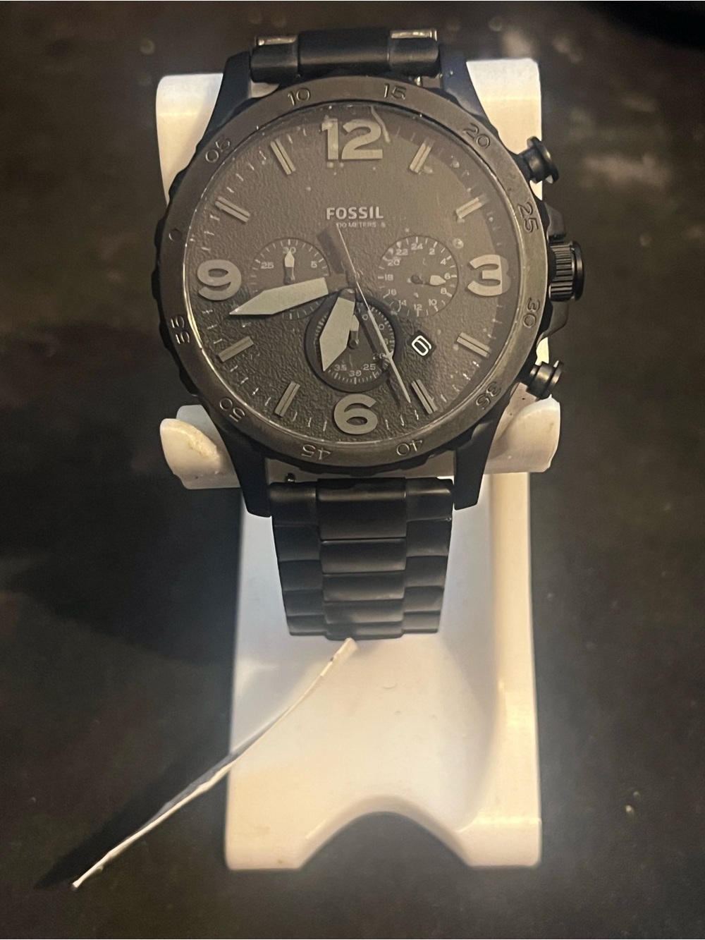 Fossil Nate Chronograph Black Matte Stainless Steel Men's Watch JR1401